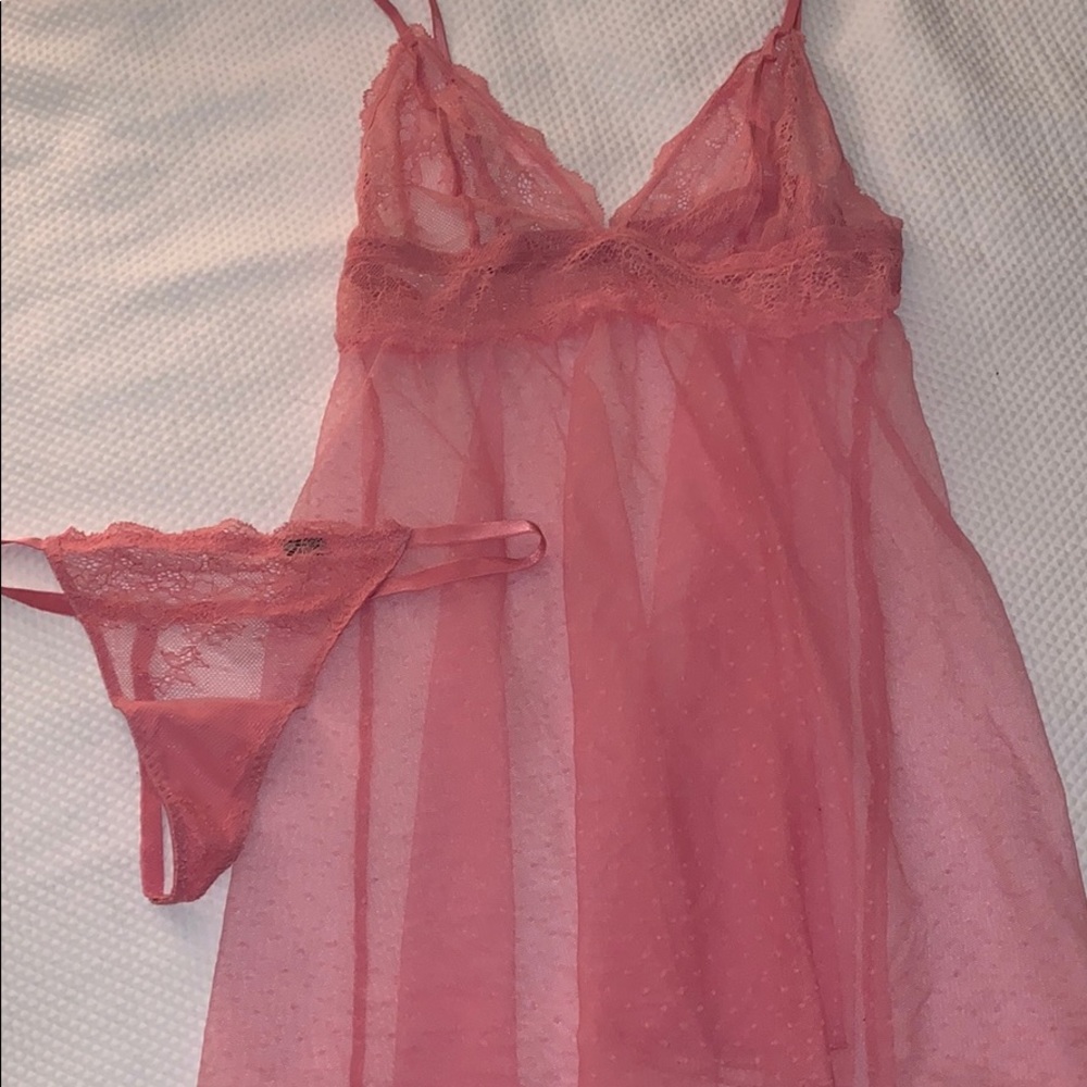 Victoria’s Secret pink lace lingerie set
